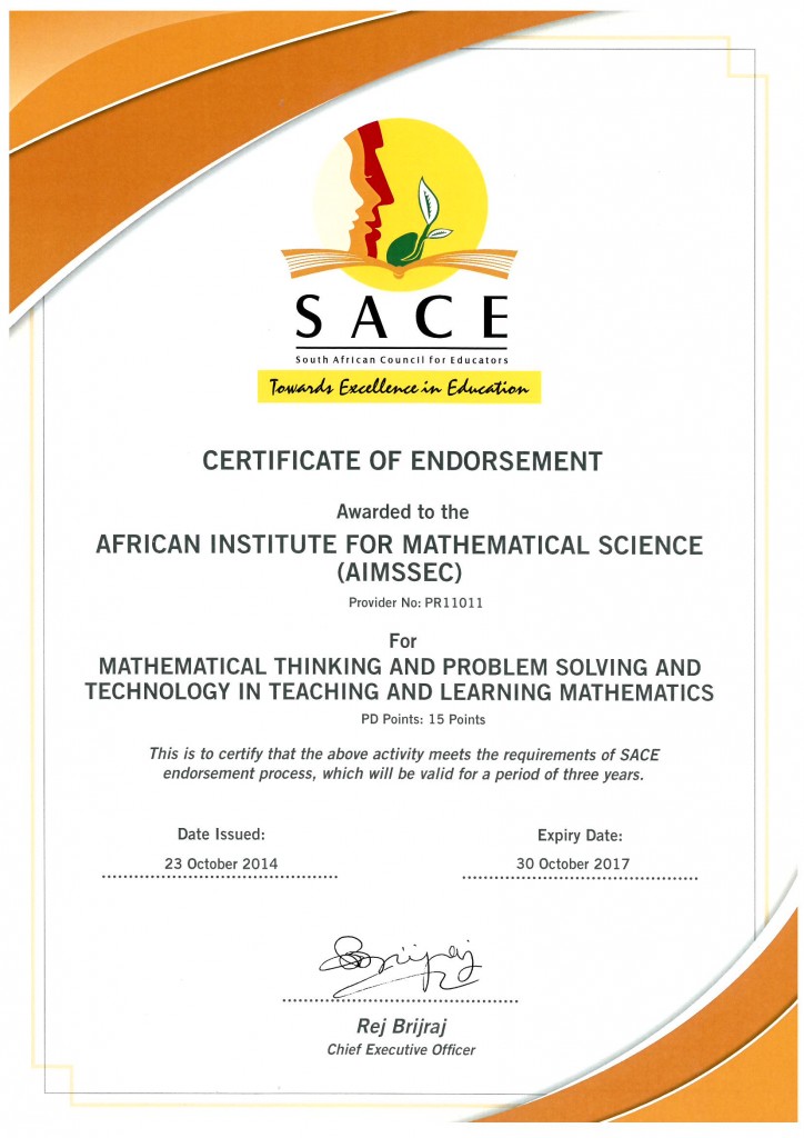SACE Certificate Of Endorsement 2 Aiming High Teacher Network
