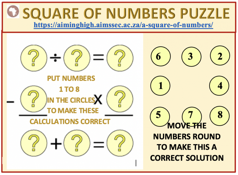 43.Square of Numbers Puzzle | Aiming High Teacher NetworkAiming High ...